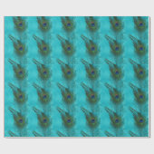 Twee Aqua Peacock Feathers Cadeaupapier (Vlak)