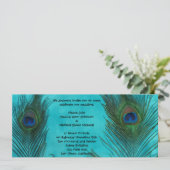Twee Aqua Peacock Feathers Weddenschap Kaart (Staand voorkant)