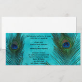 Twee Aqua Peacock Feathers Weddenschap Kaart (Voorkant / Achterkant)