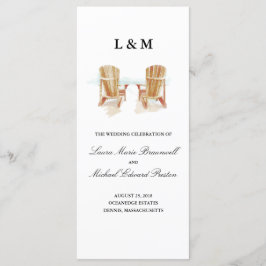 Twee aquarel Adirondack stoelen | Ceremony-program Programmakaart