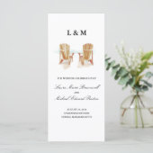 Twee aquarel Adirondack stoelen | Ceremony-program Programmakaart (Staand voorkant)