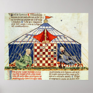 Twee arabische speelschaken in een tent poster