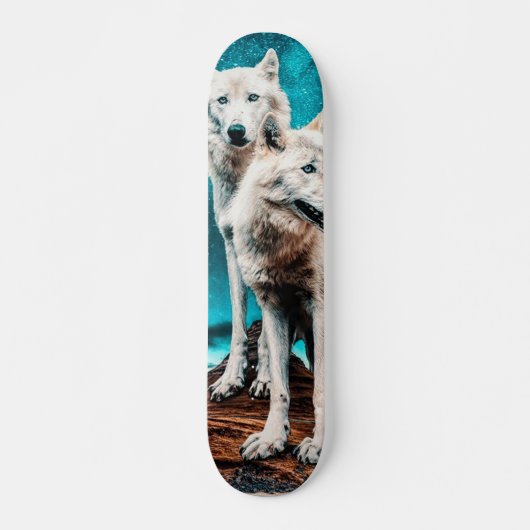 Twee Arctische Wolven Persoonlijk Skateboard (Voorkant)