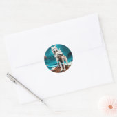 Twee Arctische Wolven Ronde Sticker (Envelop)