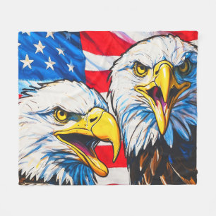 Twee arenden praten - Amerikaanse vlag en witte Am Fleece Deken