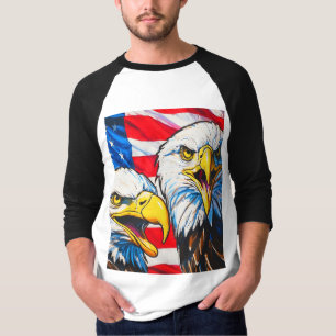 Twee arenden praten - Amerikaanse vlag en witte Am T-shirt