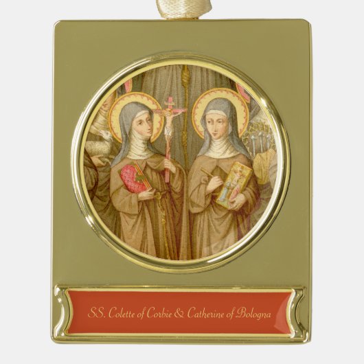Twee arme klare heiligen (SAU 027) Verguld Banner Ornament (Voorkant)