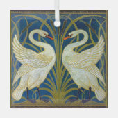 Twee Art Deco Swans Glas Ornament (Voorkant)