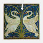 Twee Art Deco Swans Glas Ornament (Achterkant)