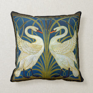Twee Art Deco Swans Pillow Kussen