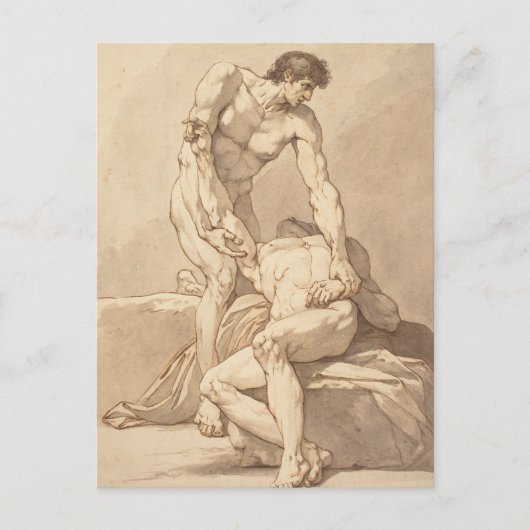 Twee atleten briefkaart (Voorkant)