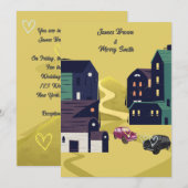 Twee auto's Houses Hill Road Hearts Weddenschap Kaart (Voorkant / Achterkant)