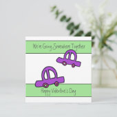 Twee auto's rijden op Valentijnsdag Kaart (Staand voorkant)