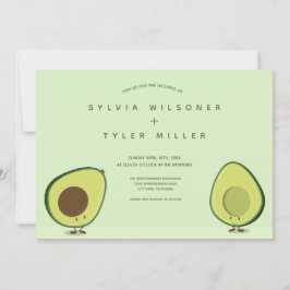 Twee avocado helften groene illustratie bruiloft kaart