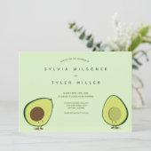 Twee avocado helften groene illustratie bruiloft kaart (Staand voorkant)