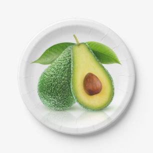 Twee avocado's papieren bordje