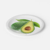 Twee avocado's papieren bordje (Gekanteld)