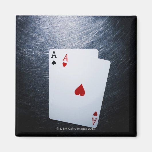 Twee Azen Speelkaarten op Roestvrij staal Magneet (Voorkant)