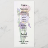 Twee baardirissen, één wijnrood, één paars menu (Voorkant)