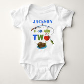 TWEE-baby-bodysuite voor vissen, TWEE-jongen Romper (Voorkant)