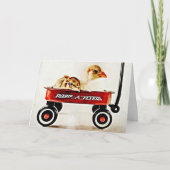 Twee Baby Chicks in Red Wagon Kaart (Voorkant)