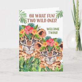 Twee Baby felicitaties voor het thema Cheetah Oerw Kaart