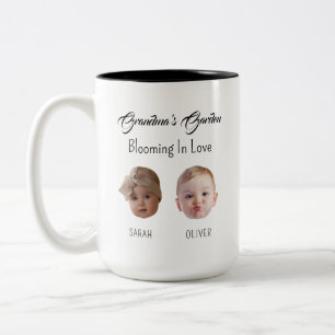Twee baby gezicht geschenken voor grootvader oma tweekleurige koffiemok