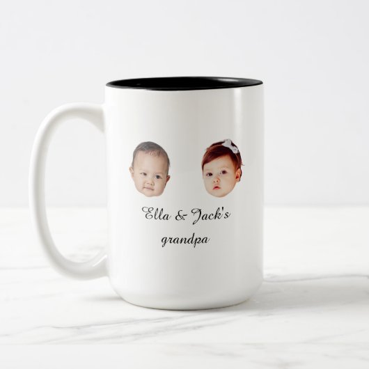 Twee baby gezicht mok Gepersonaliseerde foto cadea (Links)