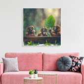 Twee Baby orang-oetans Canvas Afdruk (Insitu (Woonkamer))