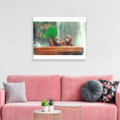 Twee Baby orang-oetans Canvas Afdruk (Insitu (Woonkamer))
