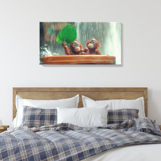 Twee Baby orang-oetans Canvas Afdruk