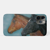 Twee baby paarden zwarte schuimkastanjeportret Case-Mate iPhone case (Achterkant (horizontaal))