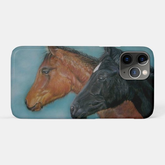 Twee baby paarden zwarte schuimkastanjeportret Case-Mate iPhone case (Achterkant (horizontaal))