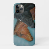 Twee baby paarden zwarte schuimkastanjeportret Case-Mate iPhone case (Achterkant)