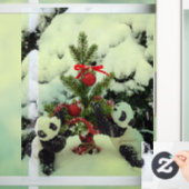 Twee baby panda's en hun kerstboom raamsticker (Huis)