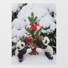 Twee baby panda's en hun kerstboom raamsticker