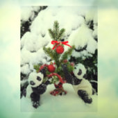 Twee baby panda's en hun kerstboom raamsticker (Vel 3)