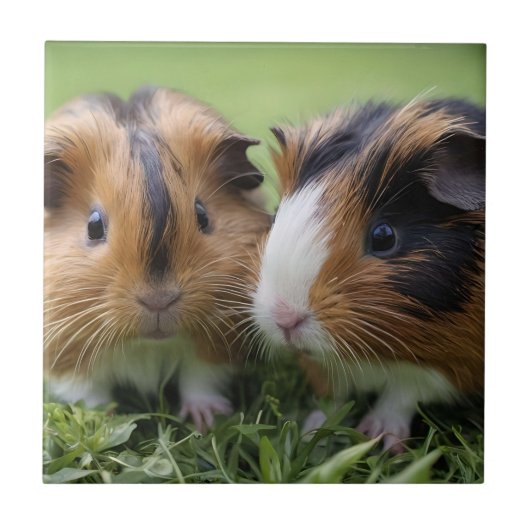 Twee Baby schildpadden cavia's, Tegeltje (Voorkant)