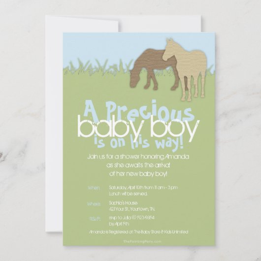 Twee Baby shower van Brown Ponies Boy Kaart (Voorkant)