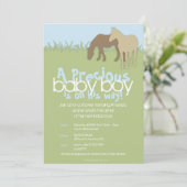 Twee Baby shower van Brown Ponies Boy Kaart (Staand voorkant)