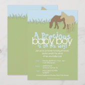 Twee Baby shower van Brown Ponies Boy Kaart (Voorkant / Achterkant)