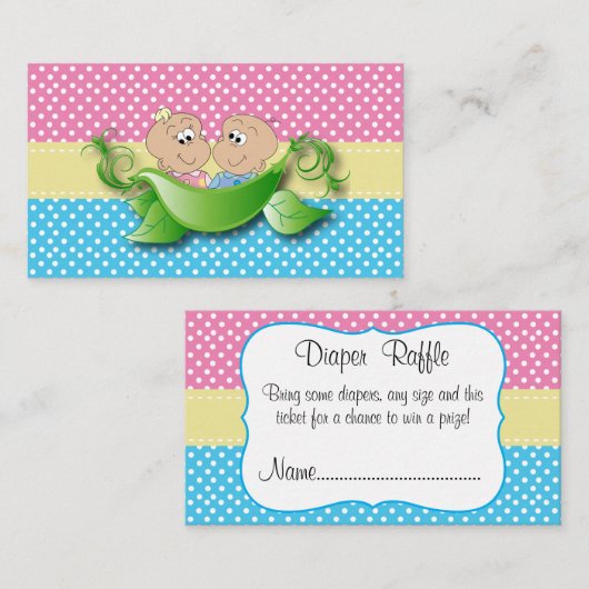 Twee Baby showers - twee erwten in een druppelaar Informatiekaartje (Voorkant / Achterkant)