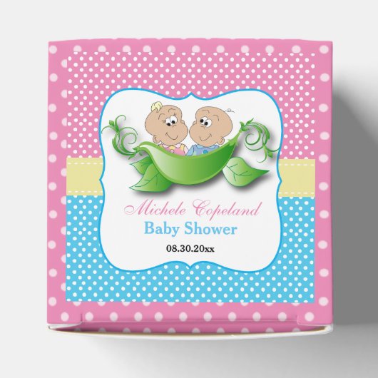 Twee Baby showers - twee erwten in een peul Bedankdoosjes (Bovenkant)