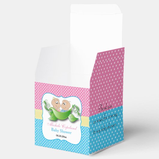 Twee Baby showers - twee erwten in een peul Bedankdoosjes (Geopend)