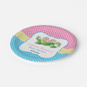 Twee Baby showers - twee erwten in een peul Papieren Bordje
