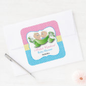 Twee Baby showers - twee erwten in een peul Vierkante Sticker (Envelop)