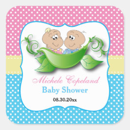 Twee Baby showers - twee erwten in een peul Vierkante Sticker