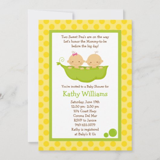Twee Baby showers uitnodiging (Voorkant)