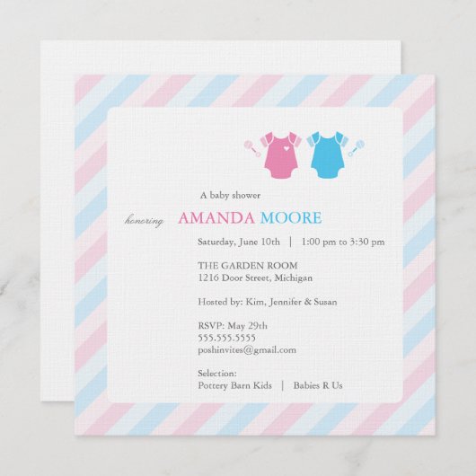 Twee Baby showers uitnodiging (Voorkant / Achterkant)