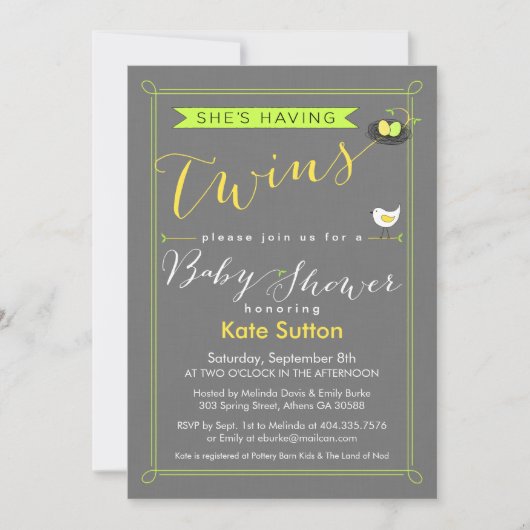 Twee Baby showers uitnodiging (Voorkant)